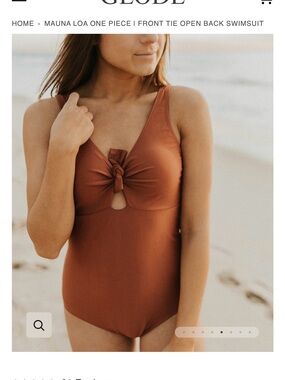 Mauna Loa One Piece Front Tie Open Back Swimsuit GEODE copper burnt orange rust